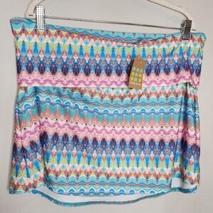 NWT Title Nine Splash Slip On Skirt Optional Roll Waist Mulitcolored XL Beach